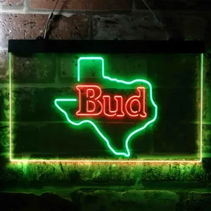 Bud Texas Map Neon-Like LED Sign