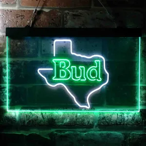 Bud Texas Map Neon-Like LED Sign