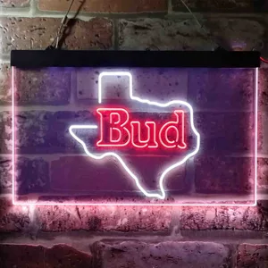 Bud Texas Map Neon-Like LED Sign