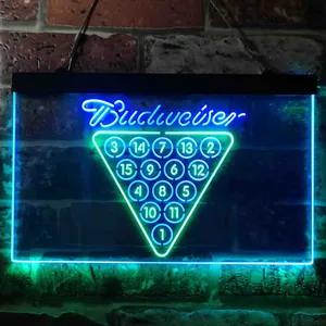 Budweiser 15 Ball Billiards Pool Neon-Like LED Sign