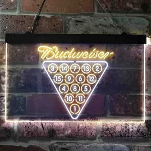 Budweiser 15 Ball Billiards Pool Neon-Like LED Sign