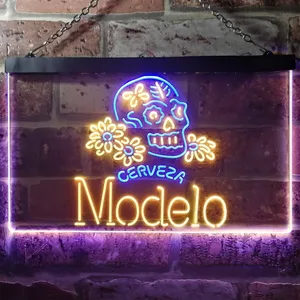 Cerveza Modelo Skull Neon-Like LED Sign