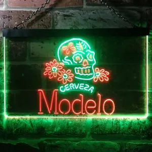 Cerveza Modelo Skull Neon-Like LED Sign