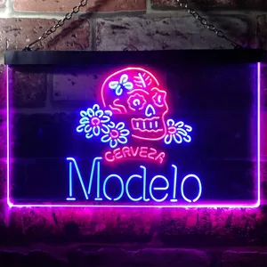 Cerveza Modelo Skull Neon-Like LED Sign