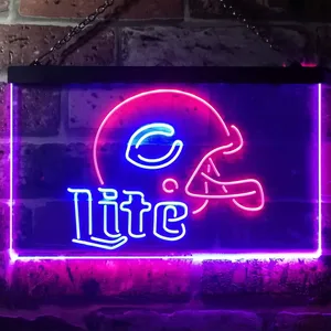 Chicago Bears  Helmet Miller Lite Neon-Like LED Sign