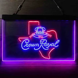 Crown Royal Texas Map Neon-Like LED Sign