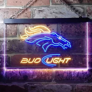 Denver Broncos Bud Light 2 Neon-Like LED Sign