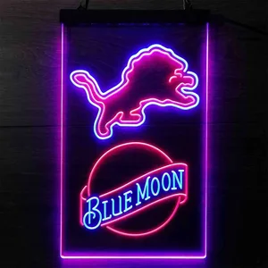 Detroit Lions Blue Moon Neon-Like LED Sign