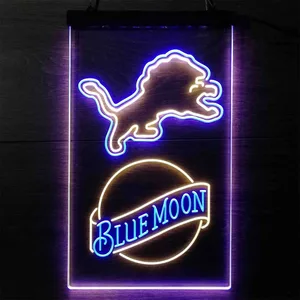 Detroit Lions Blue Moon Neon-Like LED Sign