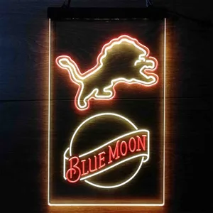 Detroit Lions Blue Moon Neon-Like LED Sign