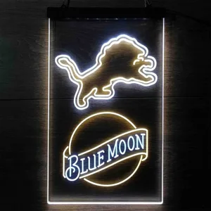 Detroit Lions Blue Moon Neon-Like LED Sign