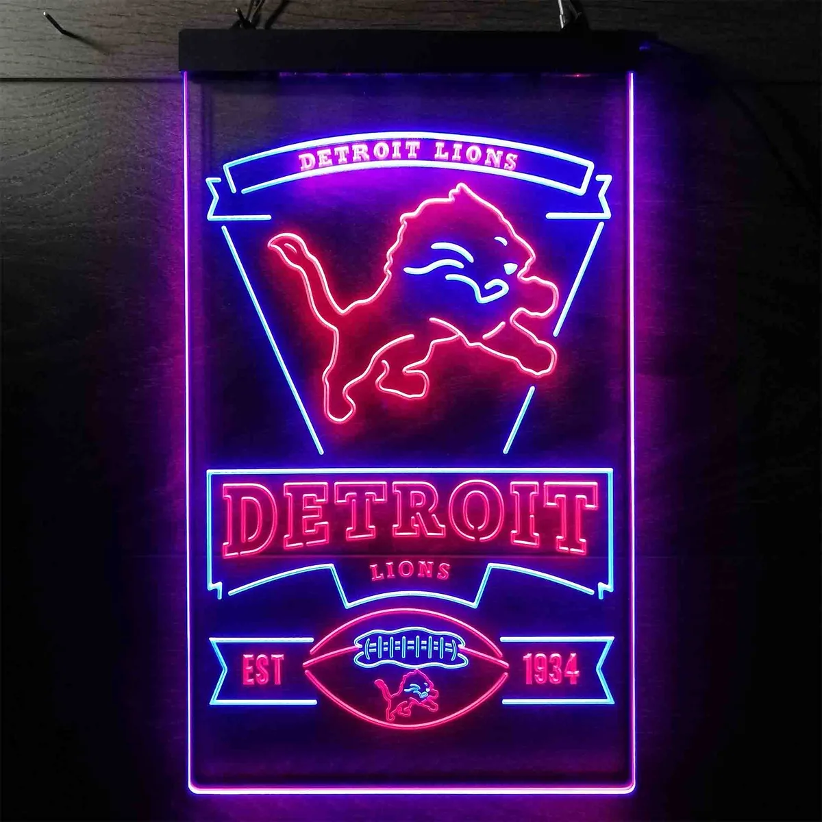 Detroit Lions EST 1934 Neon-Like LED Sign