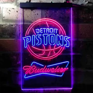 Detroit Pistons Budweiser Neon-Like LED Sign