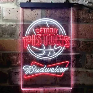 Detroit Pistons Budweiser Neon-Like LED Sign