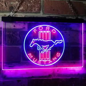Ford Mustang Bars Logo Neon-Like LED Sign