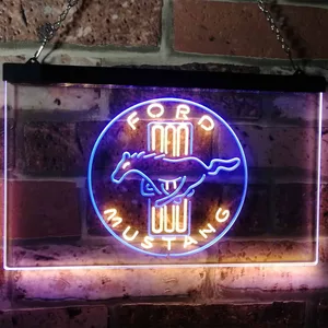 Ford Mustang Bars Logo Neon-Like LED Sign