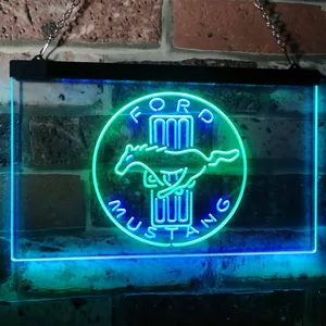 Ford Mustang Bars Logo Neon-Like LED Sign