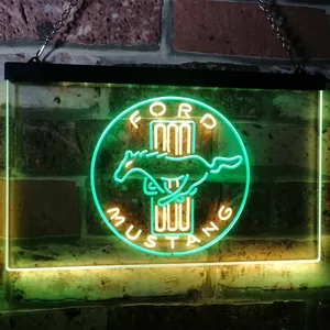 Ford Mustang Bars Logo Neon-Like LED Sign