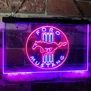 Ford Mustang Bars Logo Neon-Like LED Sign