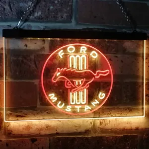 Ford Mustang Bars Logo Neon-Like LED Sign
