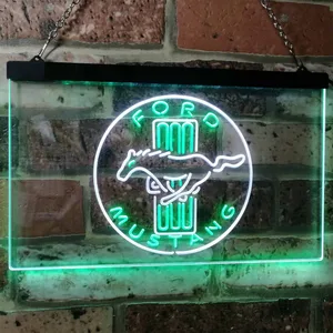 Ford Mustang Bars Logo Neon-Like LED Sign