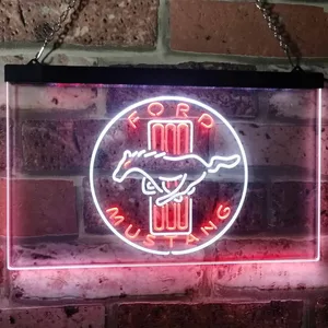 Ford Mustang Bars Logo Neon-Like LED Sign