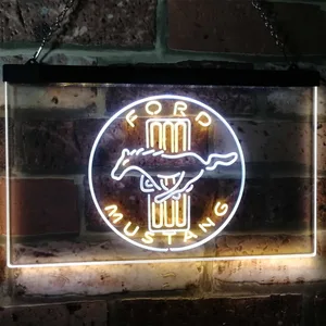 Ford Mustang Bars Logo Neon-Like LED Sign
