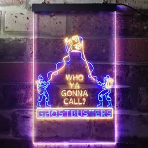 Ghostbusters Who Ya Gonna Call? Neon-Like LED Sign