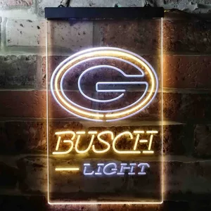 Green Bay Packers Busch Light 2 Neon-Like LED Sign