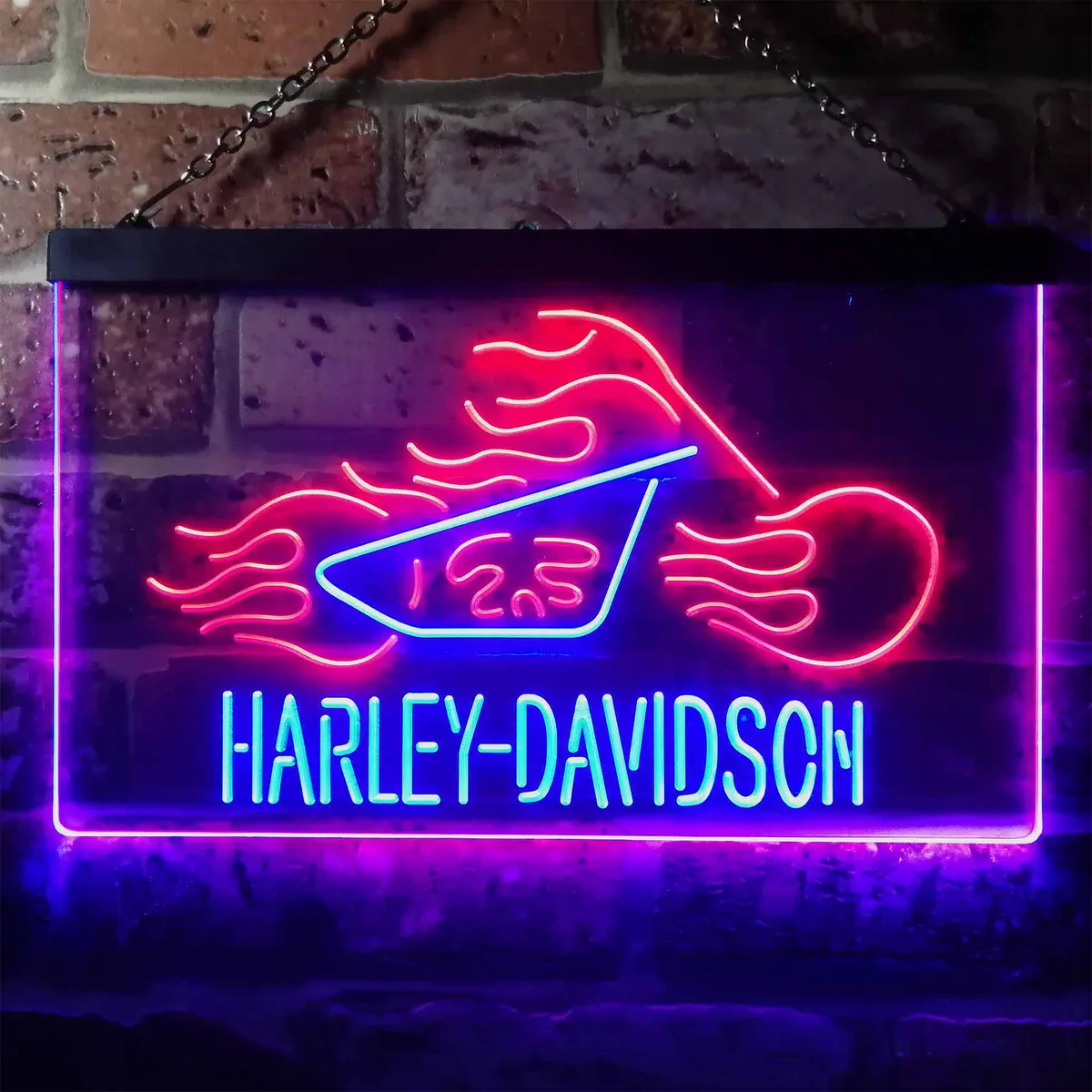 Harley Davidson Fire Bike Neon-Like LED Sign