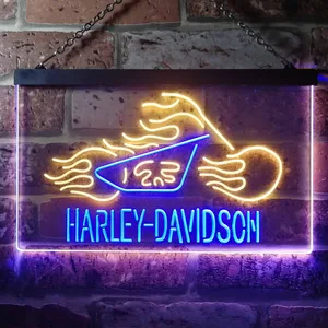Harley Davidson Fire Bike Neon-Like LED Sign