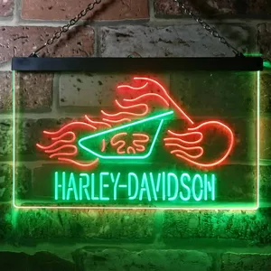 Harley Davidson Fire Bike Neon-Like LED Sign