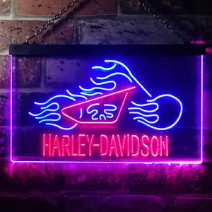 Harley Davidson Fire Bike Neon-Like LED Sign