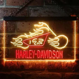 Harley Davidson Fire Bike Neon-Like LED Sign