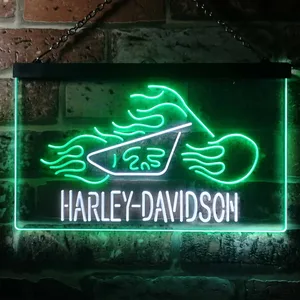 Harley Davidson Fire Bike Neon-Like LED Sign