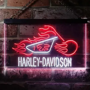 Harley Davidson Fire Bike Neon-Like LED Sign