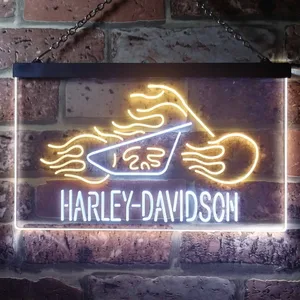 Harley Davidson Fire Bike Neon-Like LED Sign