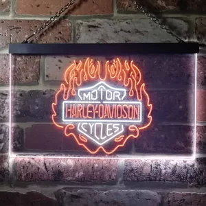 Harley Davidson Fire Neon-Like LED Sign