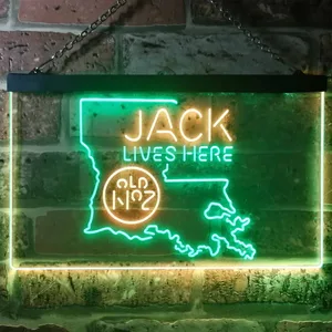 Jack Daniel's Jack Lives Here - Louisiana Neon-Like LED Sign