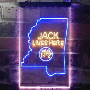 Jack Daniel's Jack Lives Here - Mississippi Neon-Like LED Sign