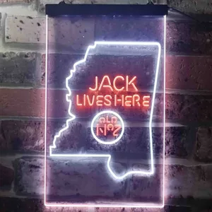 Jack Daniel's Jack Lives Here - Mississippi Neon-Like LED Sign