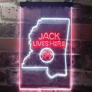 Jack Daniel's Jack Lives Here - Mississippi Neon-Like LED Sign