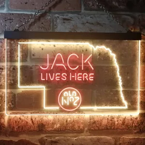 Jack Daniel's Jack Lives Here - Nebraska Neon-Like LED Sign