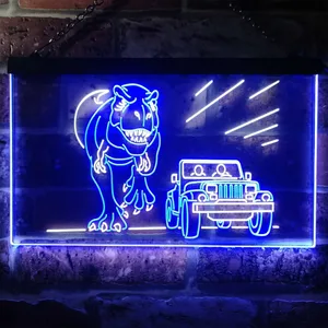 Jurassic Park Jeep Chase Neon-Like LED Sign