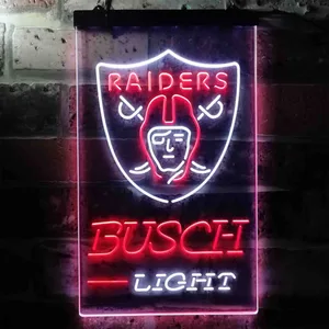 Las Vegas Raiders Busch Light Neon-Like LED Sign