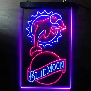 Miami Dolphins Blue Moon Neon-Like LED Sign