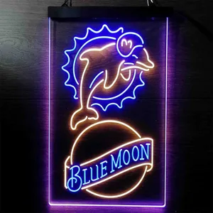 Miami Dolphins Blue Moon Neon-Like LED Sign