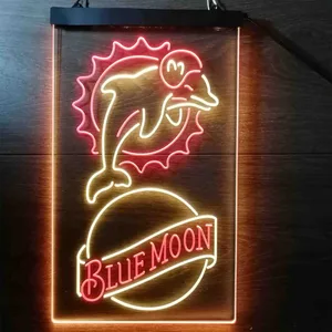 Miami Dolphins Blue Moon Neon-Like LED Sign