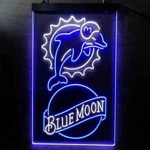 Miami Dolphins Blue Moon Neon-Like LED Sign