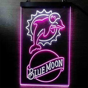 Miami Dolphins Blue Moon Neon-Like LED Sign